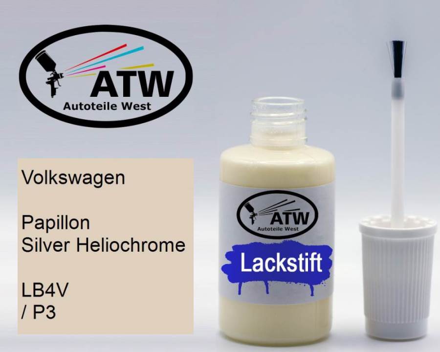 Volkswagen, Papillon Silver Heliochrome, LB4V / P3: 20ml Lackstift, von ATW Autoteile West.